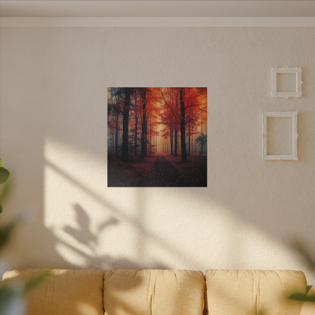 AMBER FOREST — Abstract Autumn Forest Framed Canvas Wall Art