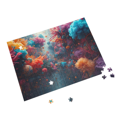 Bloomsurge 500-piece jigsaw puzzle by Scattercrate — abstract color splash art
