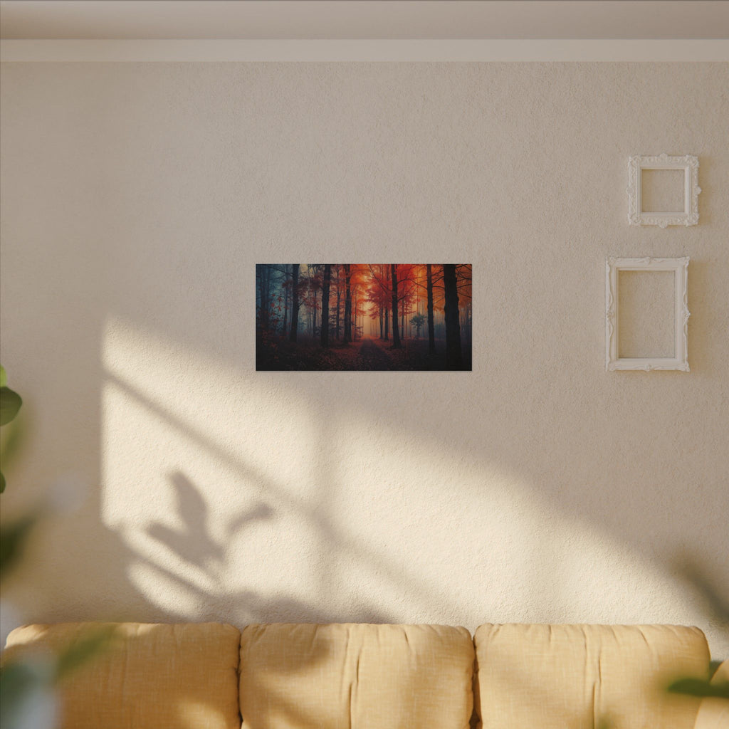 AMBER FOREST — Abstract Autumn Forest Framed Canvas Wall Art