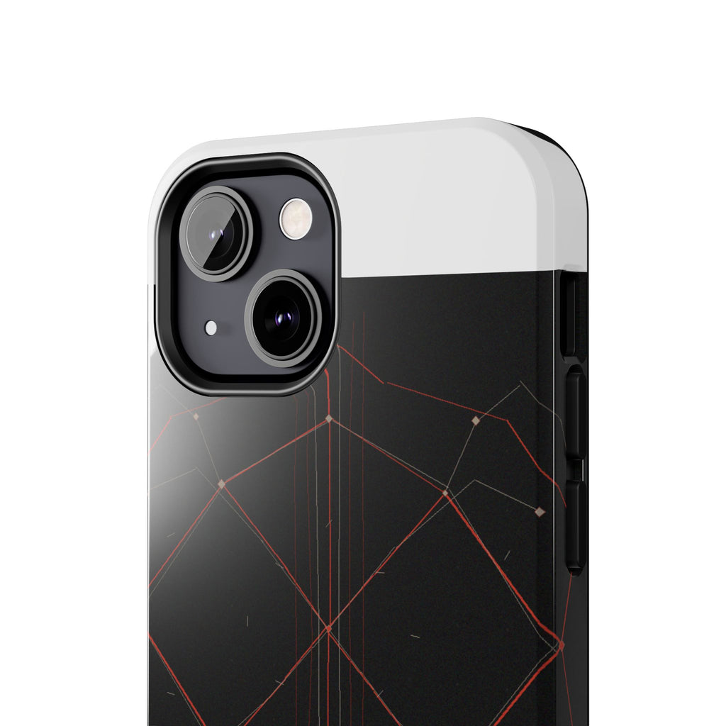 Dead Reckoning tough phone case by Scattercrate — abstract navigation art, dark geometric protective case