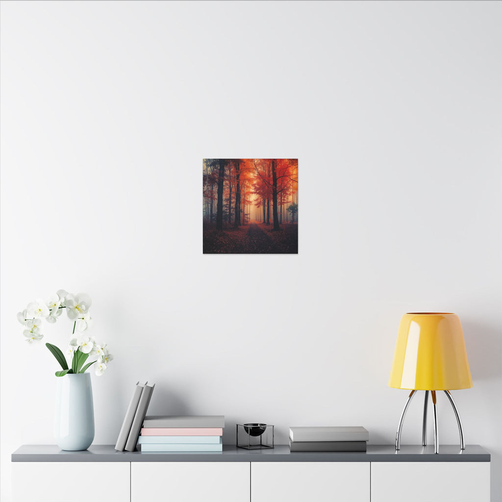 AMBER FOREST — Abstract Autumn Forest Framed Canvas Wall Art