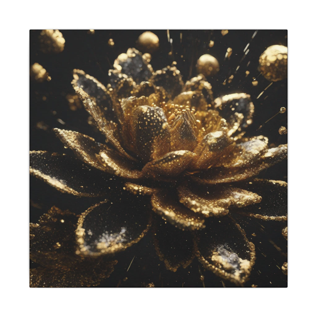 AURUM — Crystallized Black and Gold Abstract Canvas Wall Art | Scattercrate