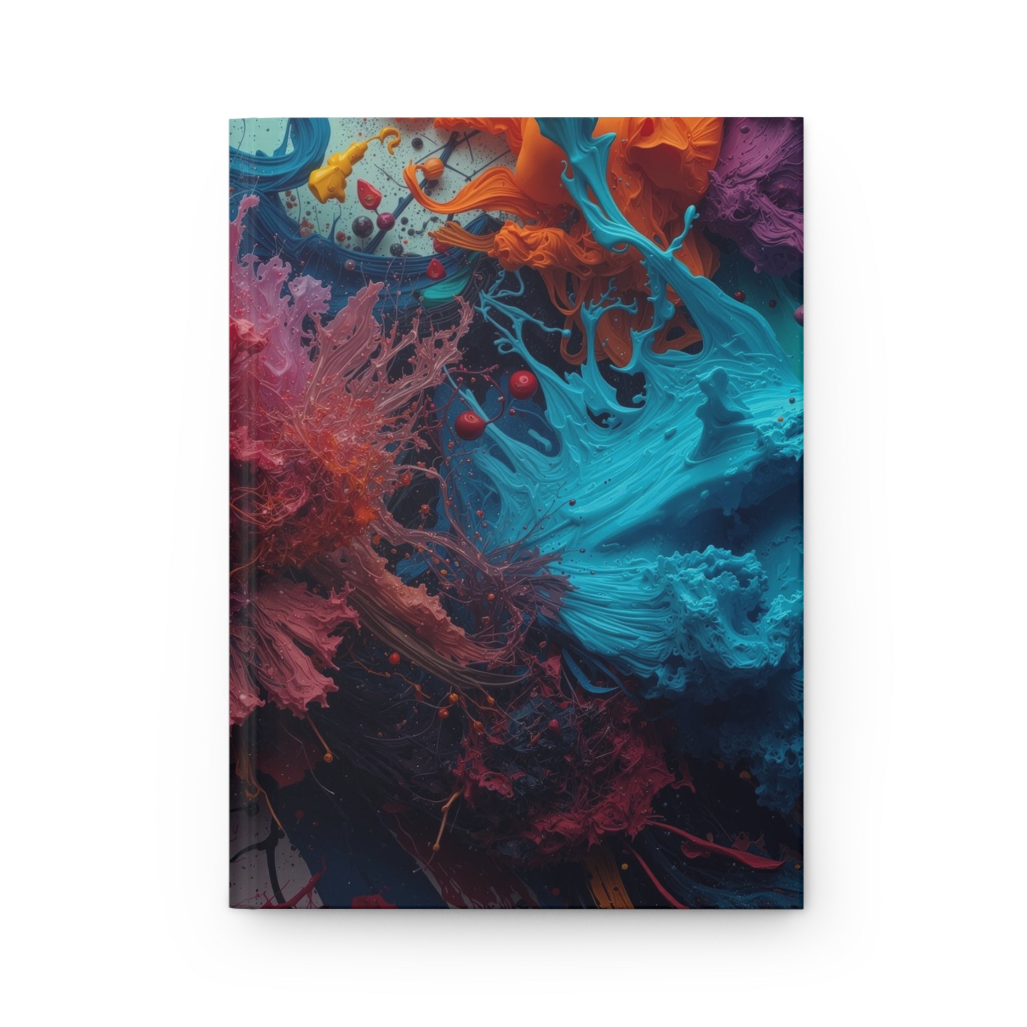 Goldenreef hardcover journal by Scattercrate — marigold and coral tones in a glowing reef-inspired abstract