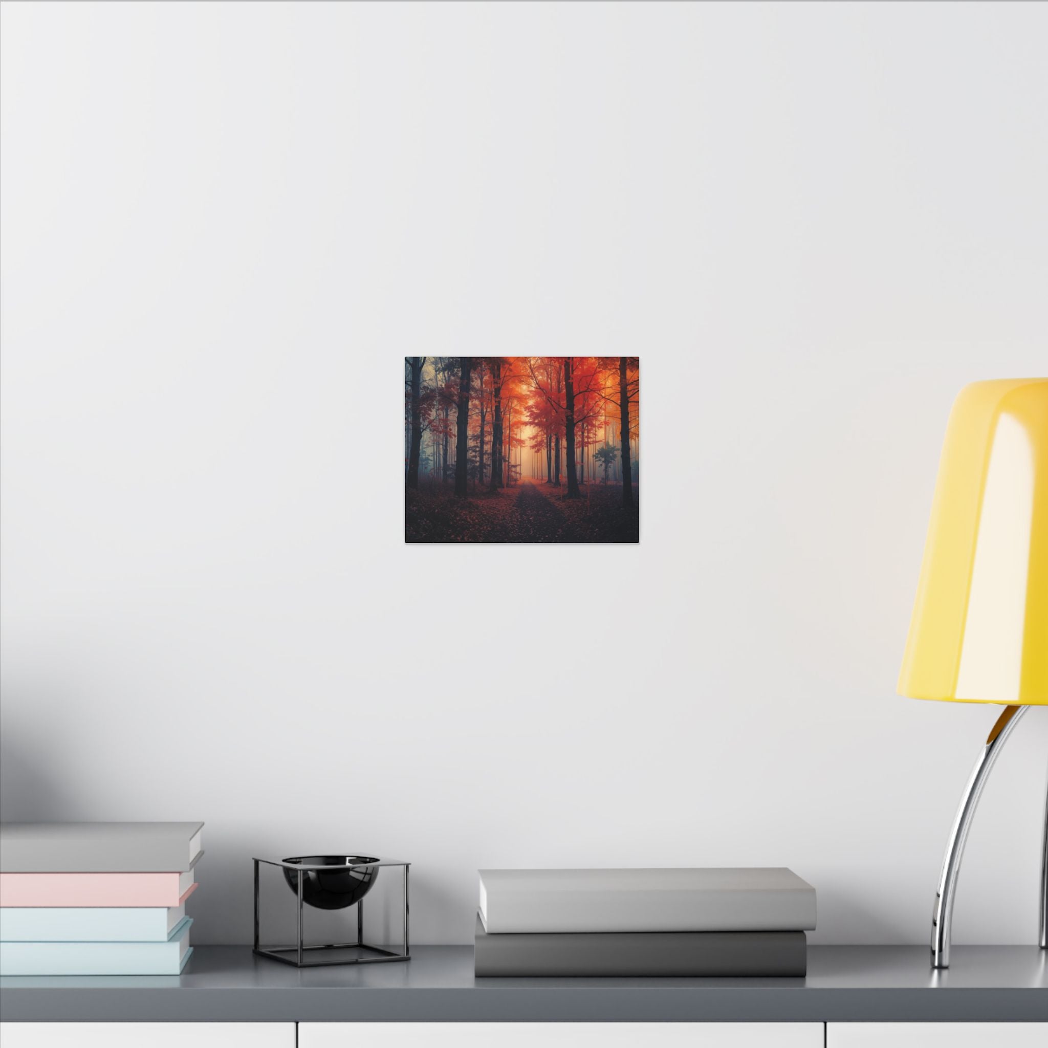 AMBER FOREST — Abstract Autumn Forest Framed Canvas Wall Art