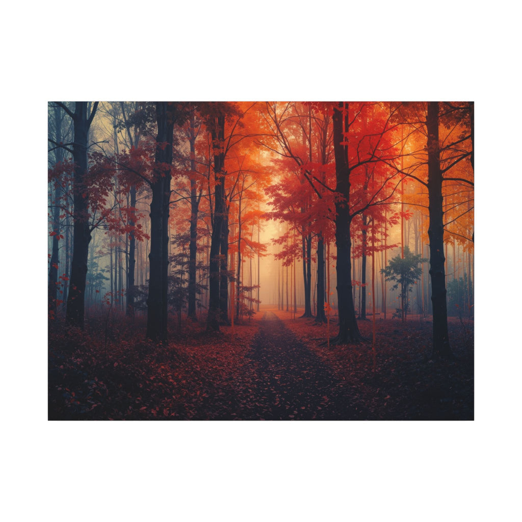 AMBER FOREST — Abstract Autumn Forest Framed Canvas Wall Art