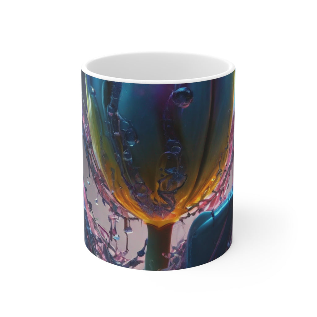 REFRACT 11oz ceramic mug by Scattercrate — iridescent abstract art coffee mug, alien aesthetic gift