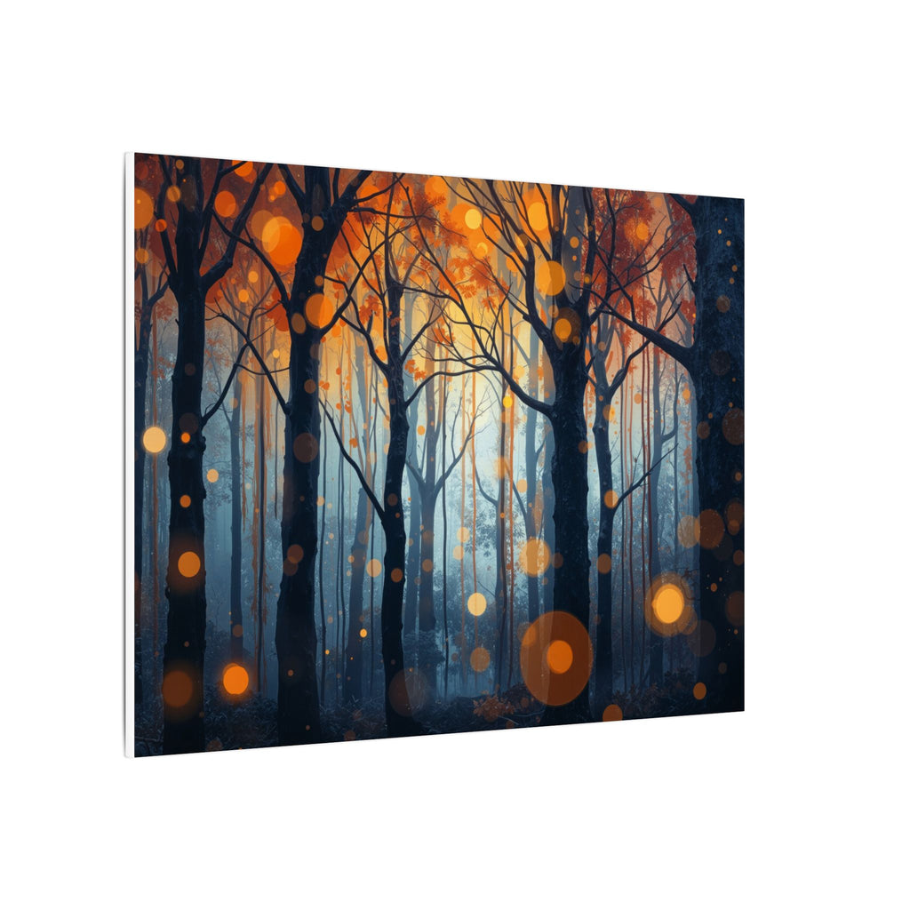 GLOW FOREST — Abstract Forest Lights Framed Canvas Wall Art
