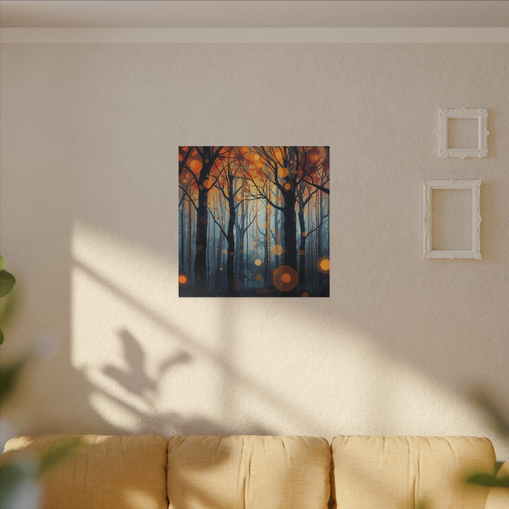 GLOW FOREST — Abstract Forest Lights Framed Canvas Wall Art