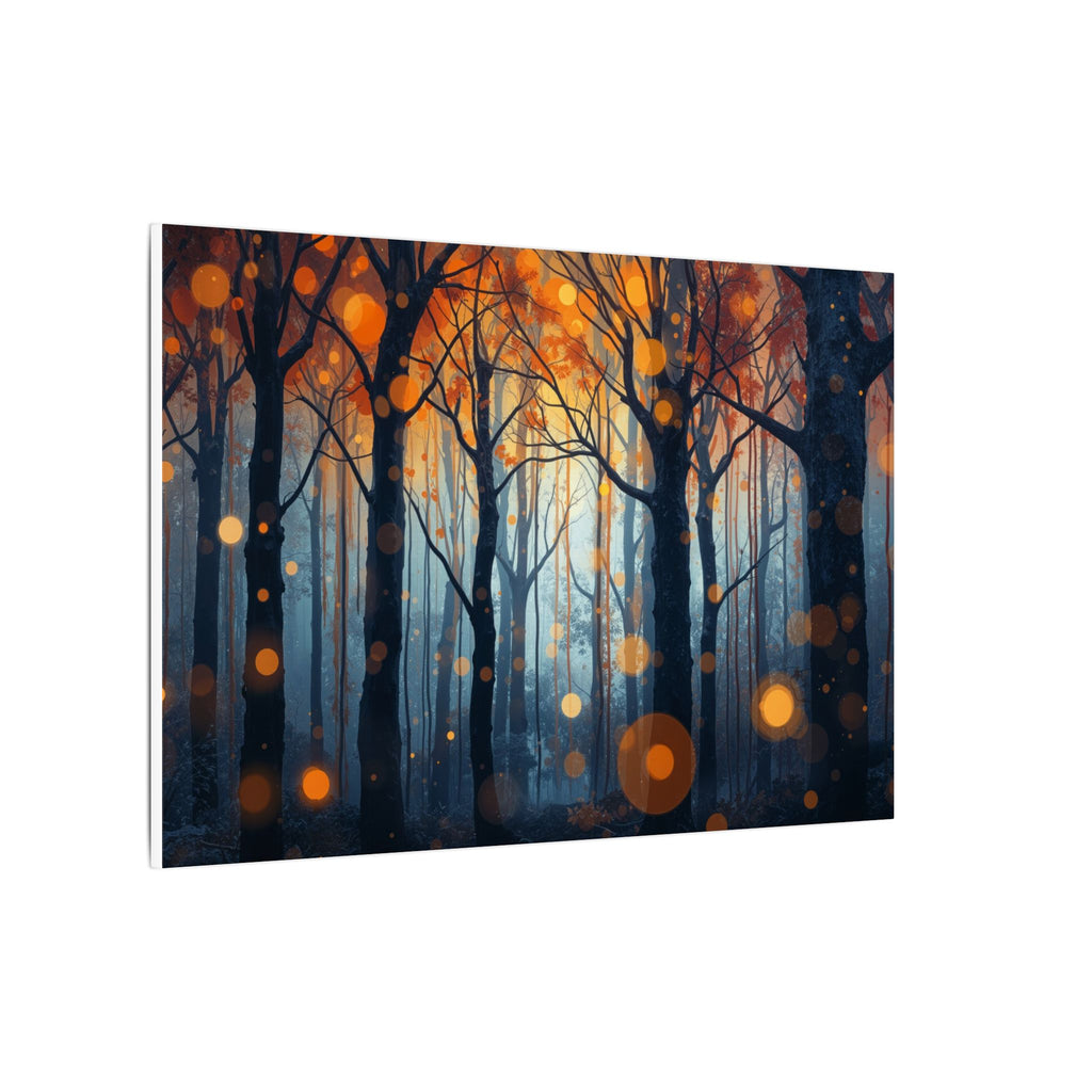 GLOW FOREST — Abstract Forest Lights Framed Canvas Wall Art