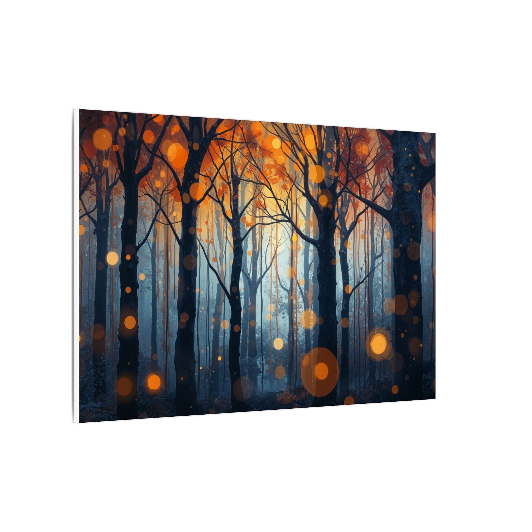 GLOW FOREST — Abstract Forest Lights Framed Canvas Wall Art