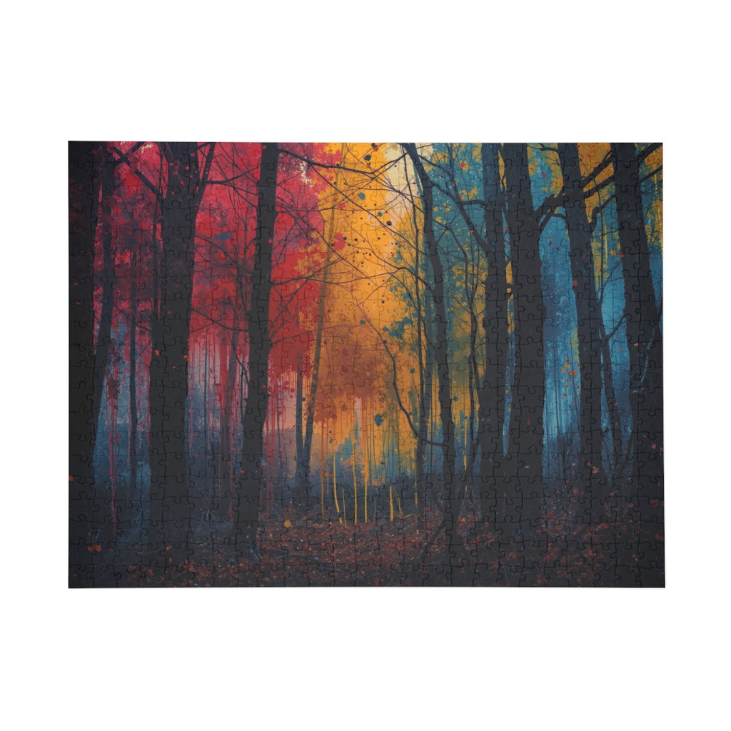 FAUVE 500-piece abstract forest art puzzle by Scattercrate — vivid moody forest jigsaw gift