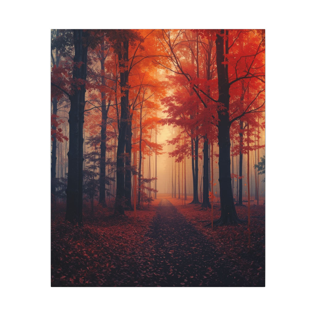 AMBER FOREST — Abstract Autumn Forest Framed Canvas Wall Art