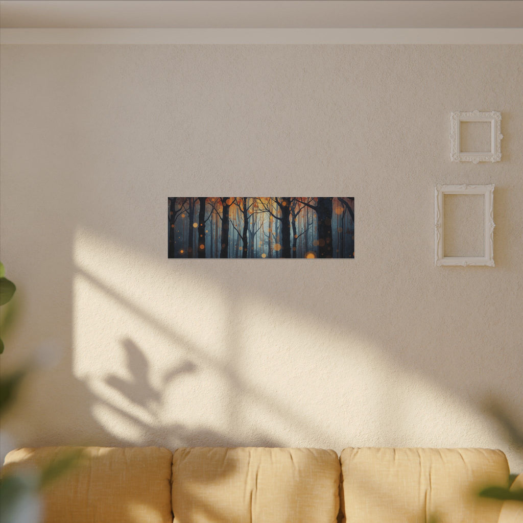 GLOW FOREST — Abstract Forest Lights Framed Canvas Wall Art