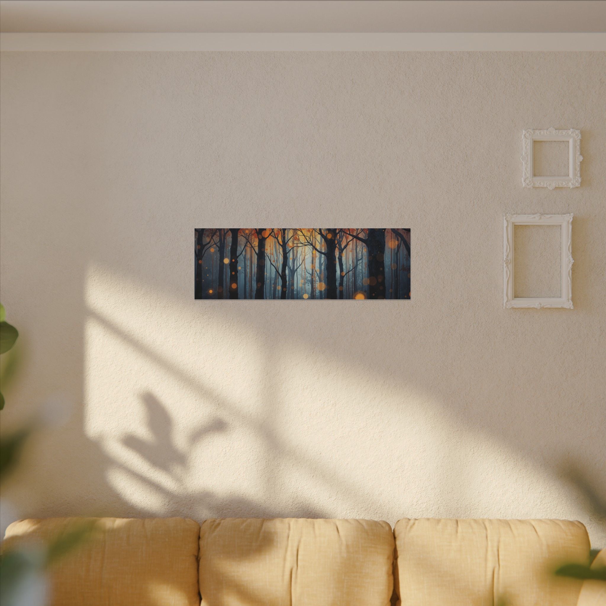 GLOW FOREST — Abstract Forest Lights Framed Canvas Wall Art