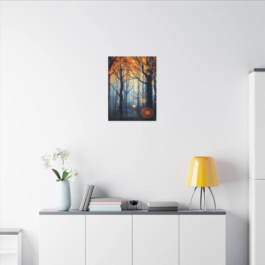 GLOW FOREST — Abstract Forest Lights Framed Canvas Wall Art