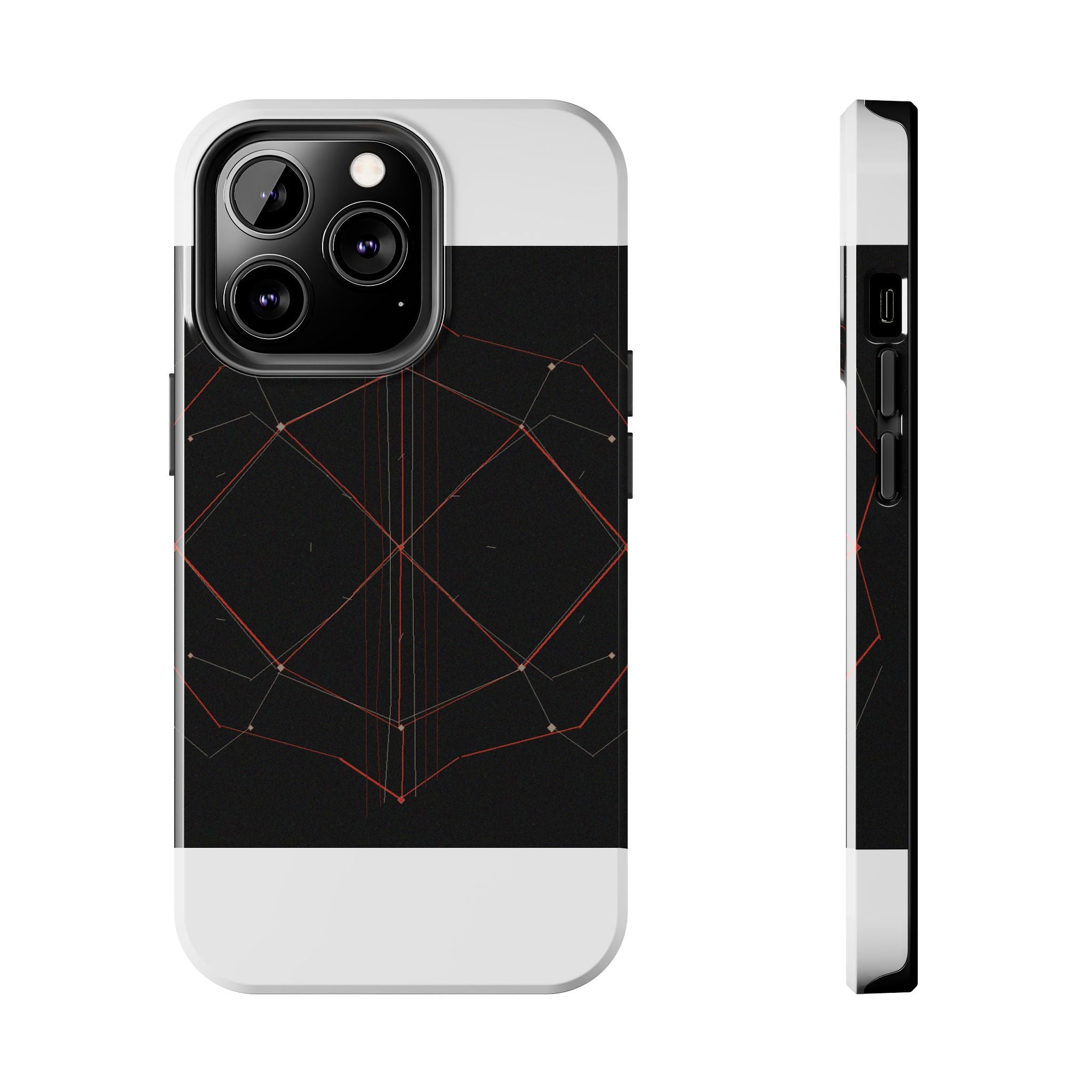 Dead Reckoning tough phone case by Scattercrate — abstract navigation art, dark geometric protective case