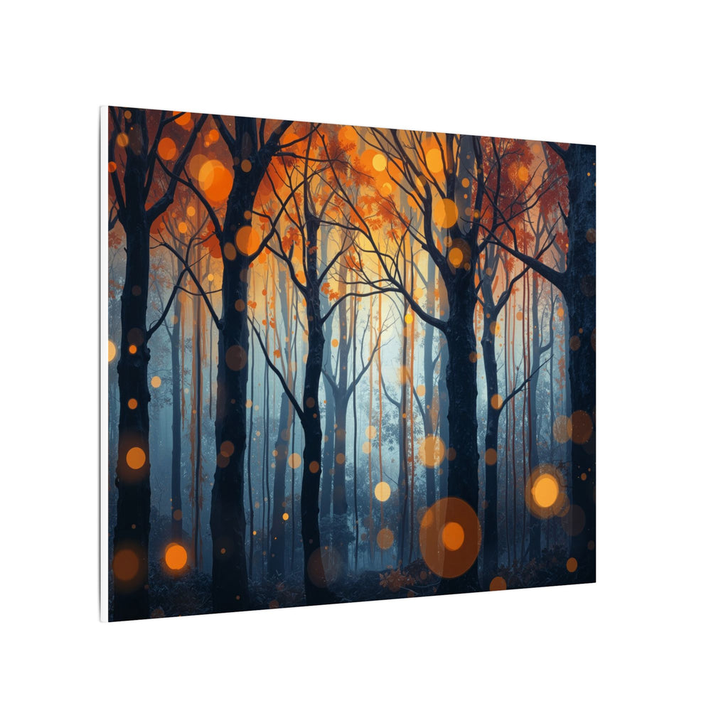 GLOW FOREST — Abstract Forest Lights Framed Canvas Wall Art