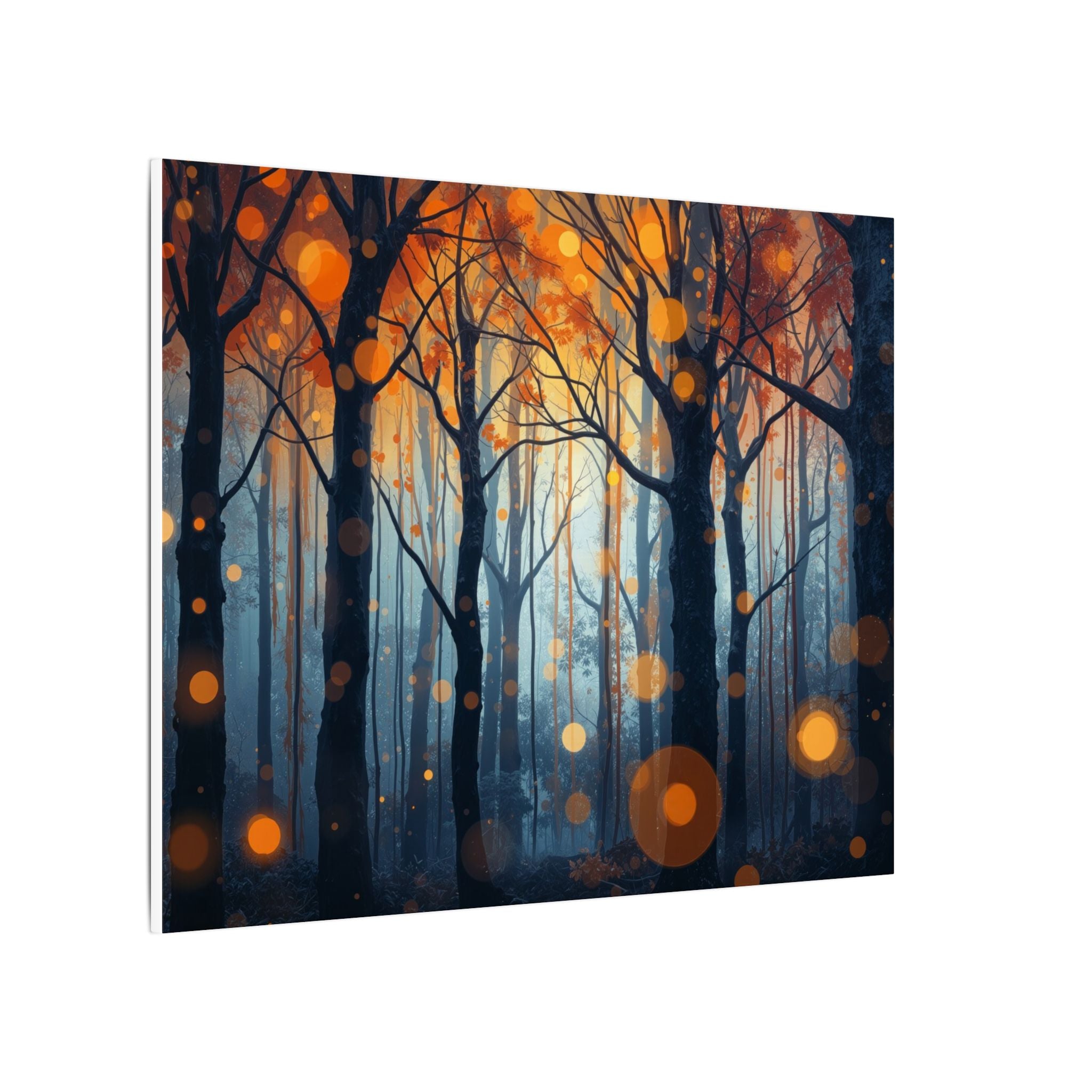 GLOW FOREST — Abstract Forest Lights Framed Canvas Wall Art