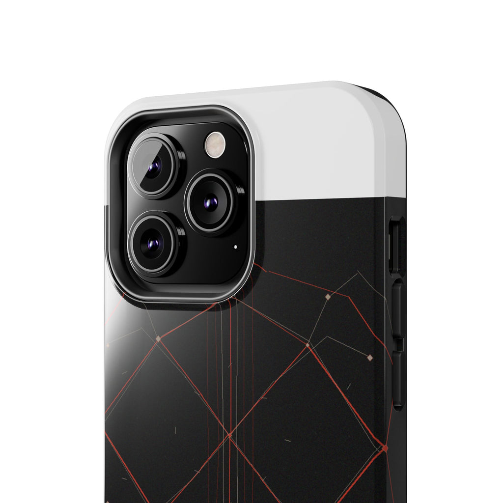 Dead Reckoning tough phone case by Scattercrate — abstract navigation art, dark geometric protective case