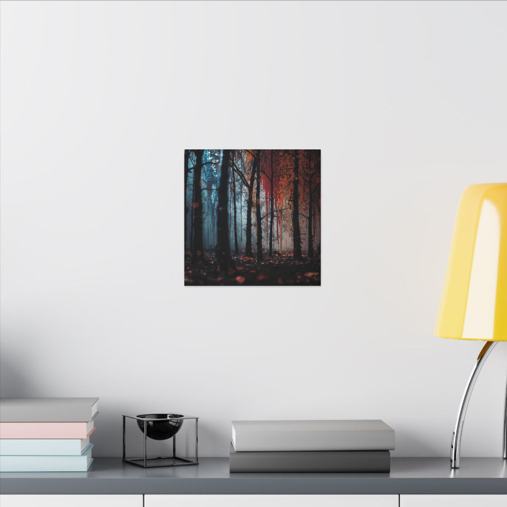 FROSTEMBER frost and ember forest framed canvas wall art by Scattercrate — icy-and-fire moody decor