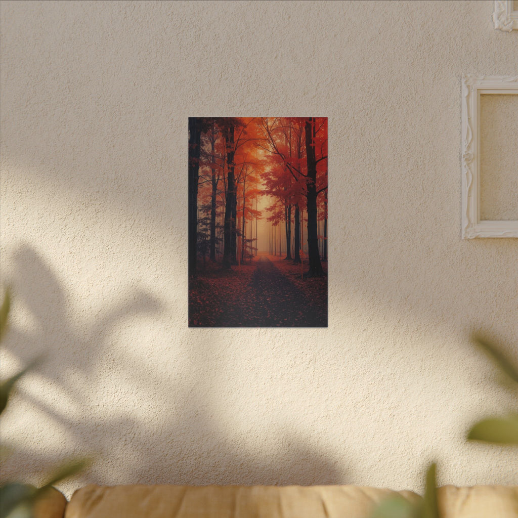 AMBER FOREST — Abstract Autumn Forest Framed Canvas Wall Art