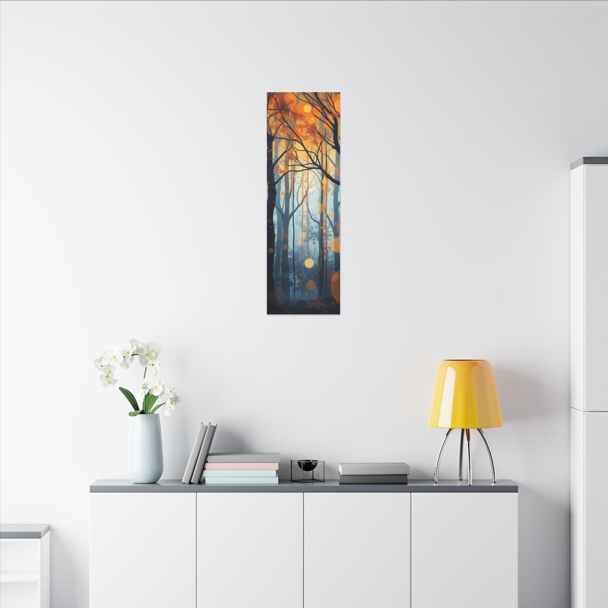 GLOW FOREST — Abstract Forest Lights Framed Canvas Wall Art