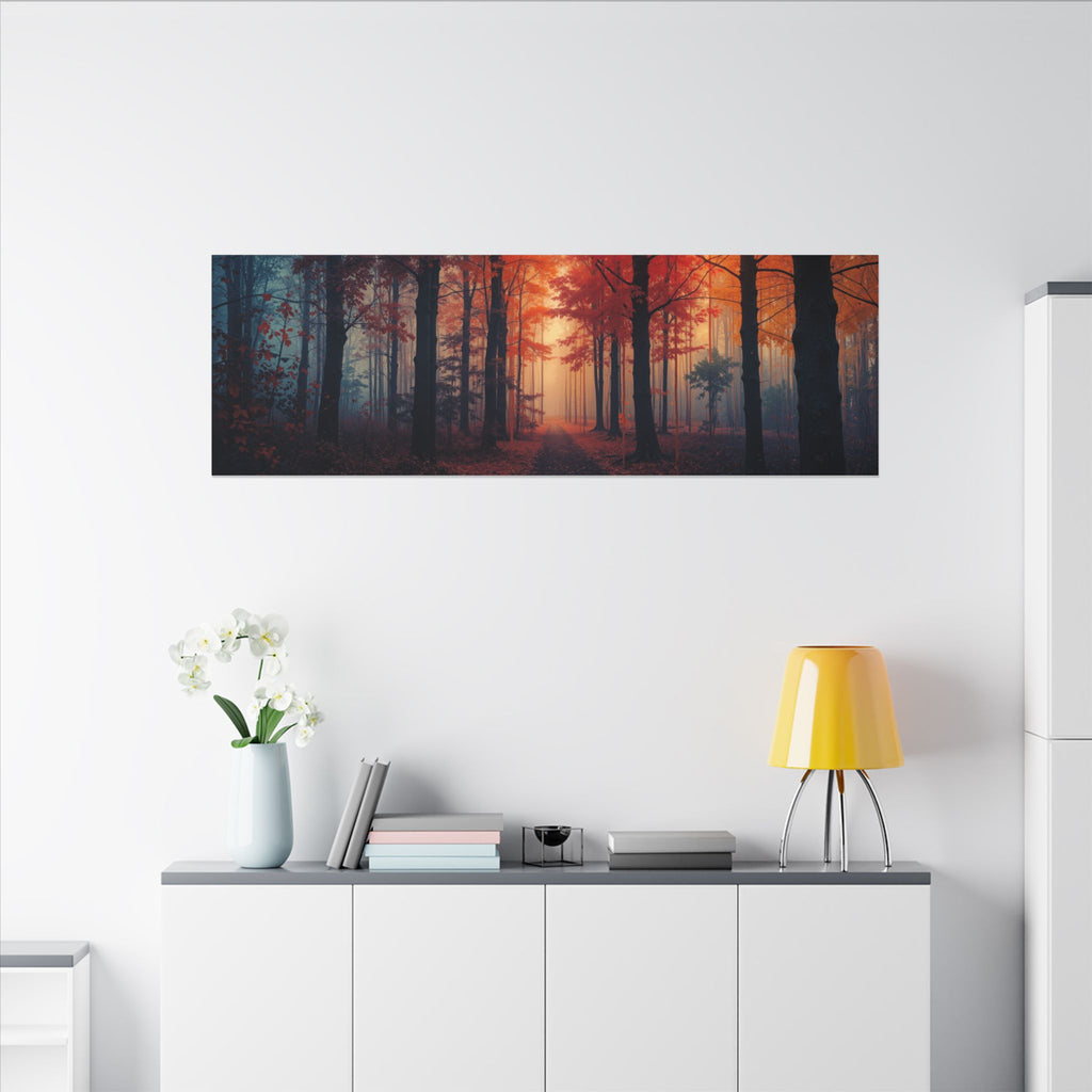 AMBER FOREST — Abstract Autumn Forest Framed Canvas Wall Art