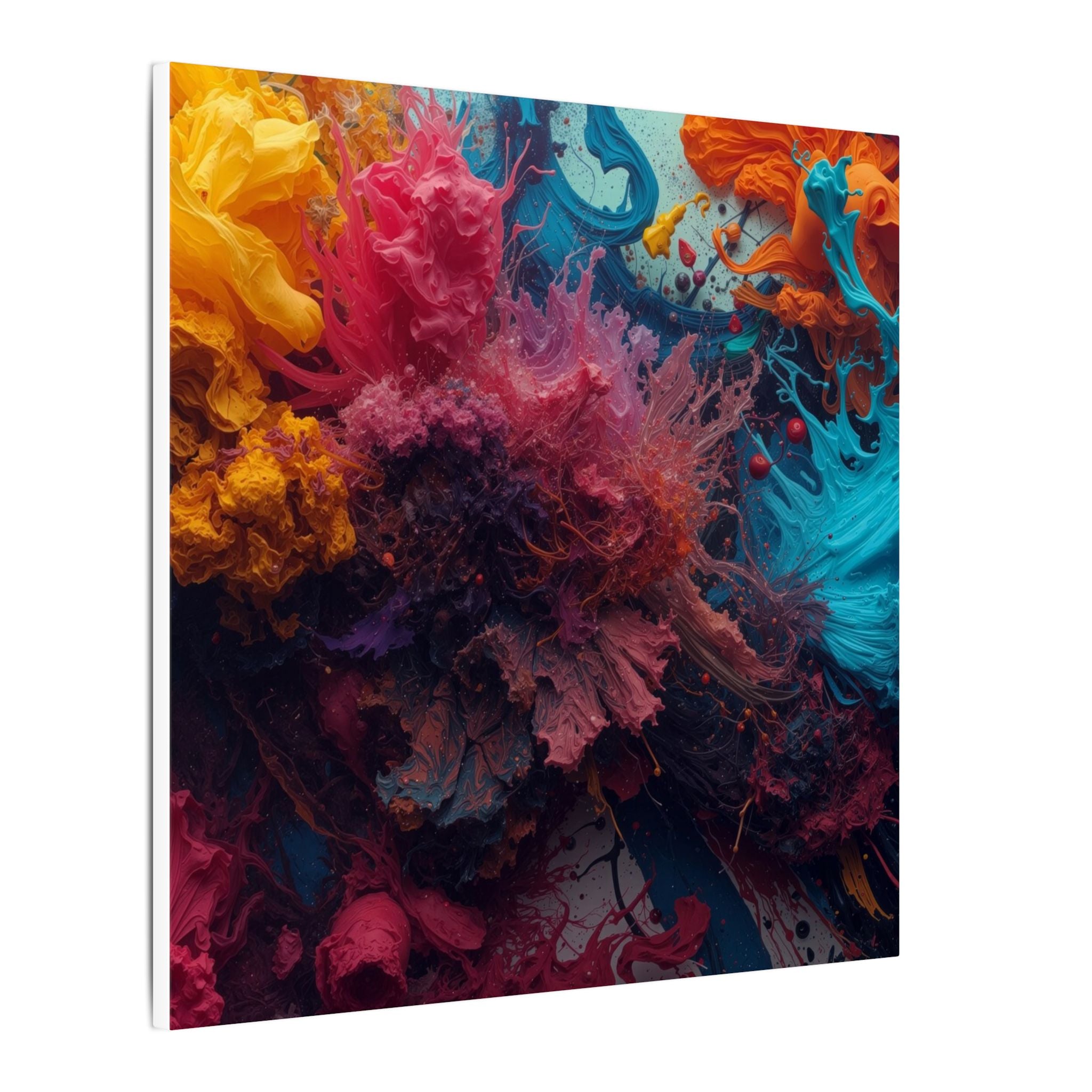 Goldenreef canvas print by Scattercrate — marigold and coral tones in a glowing reef-inspired abstract