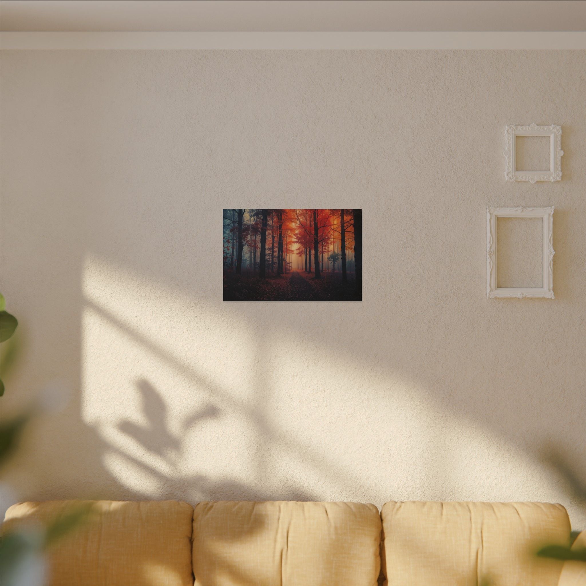 AMBER FOREST — Abstract Autumn Forest Framed Canvas Wall Art
