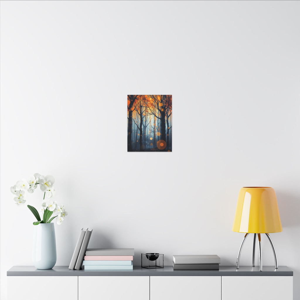 GLOW FOREST — Abstract Forest Lights Framed Canvas Wall Art