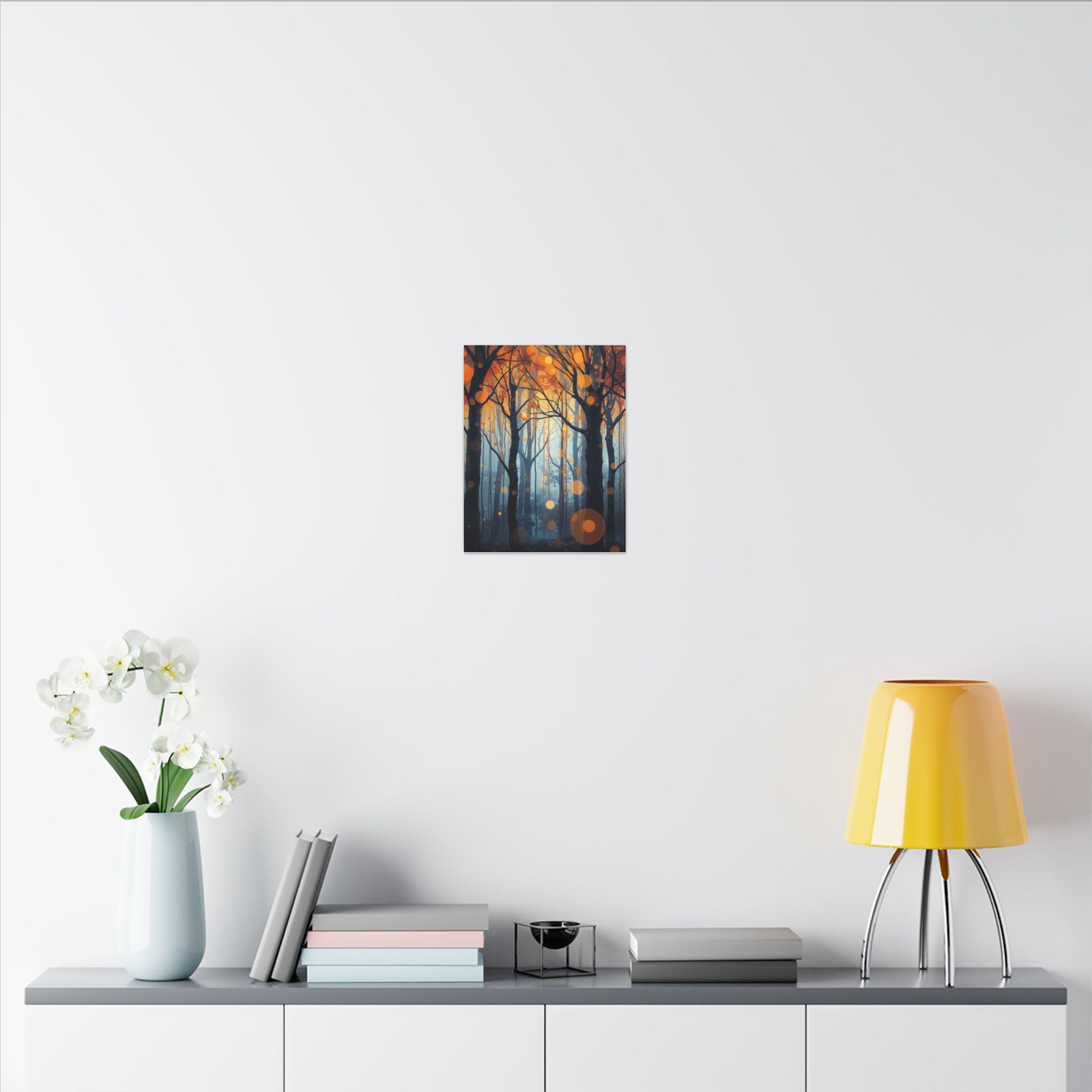 GLOW FOREST — Abstract Forest Lights Framed Canvas Wall Art