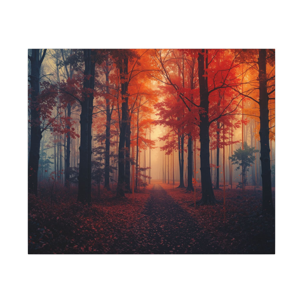AMBER FOREST — Abstract Autumn Forest Framed Canvas Wall Art