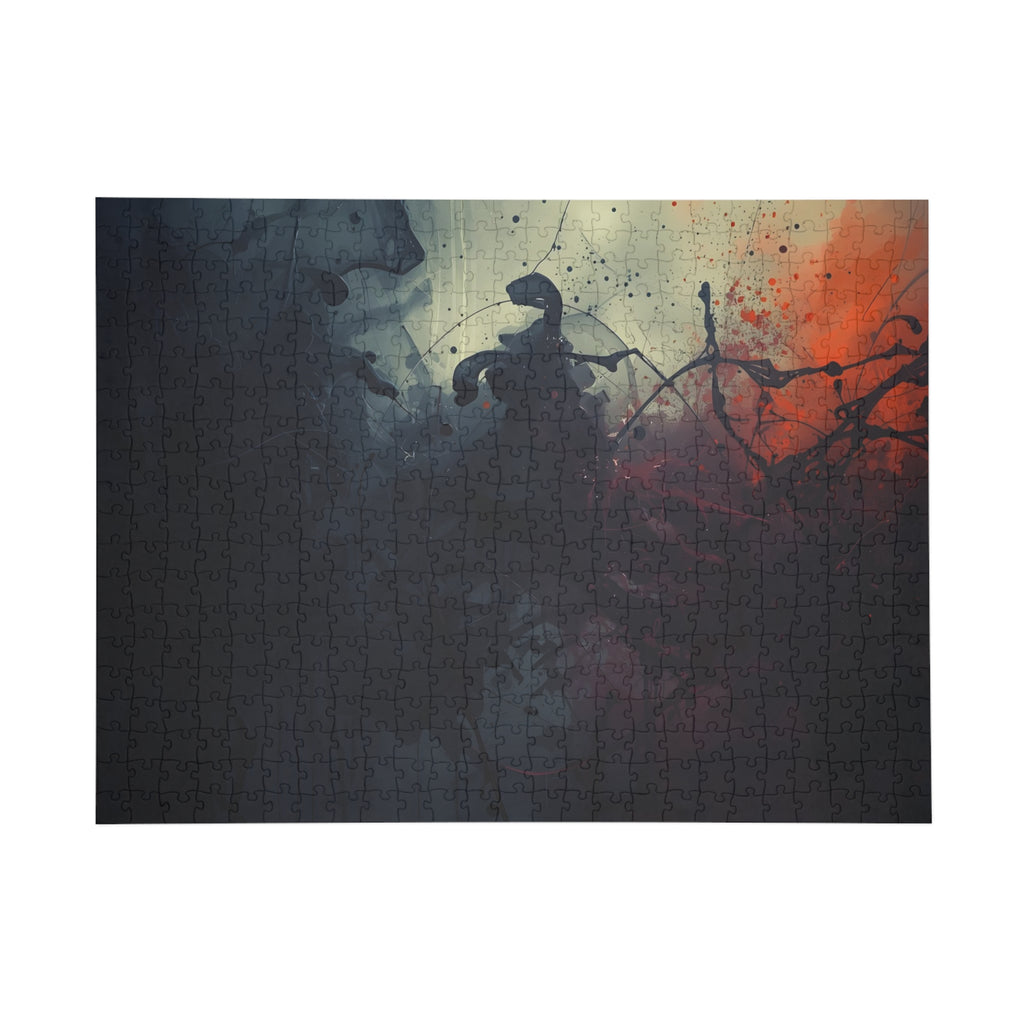 Inkscorch puzzle by Scattercrate — navy ink bleeding into firelit orange