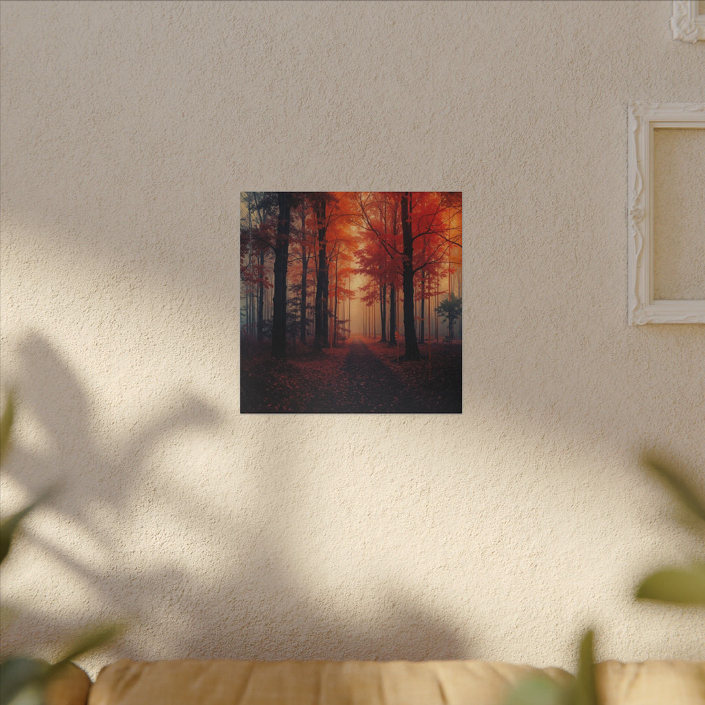 AMBER FOREST — Abstract Autumn Forest Framed Canvas Wall Art