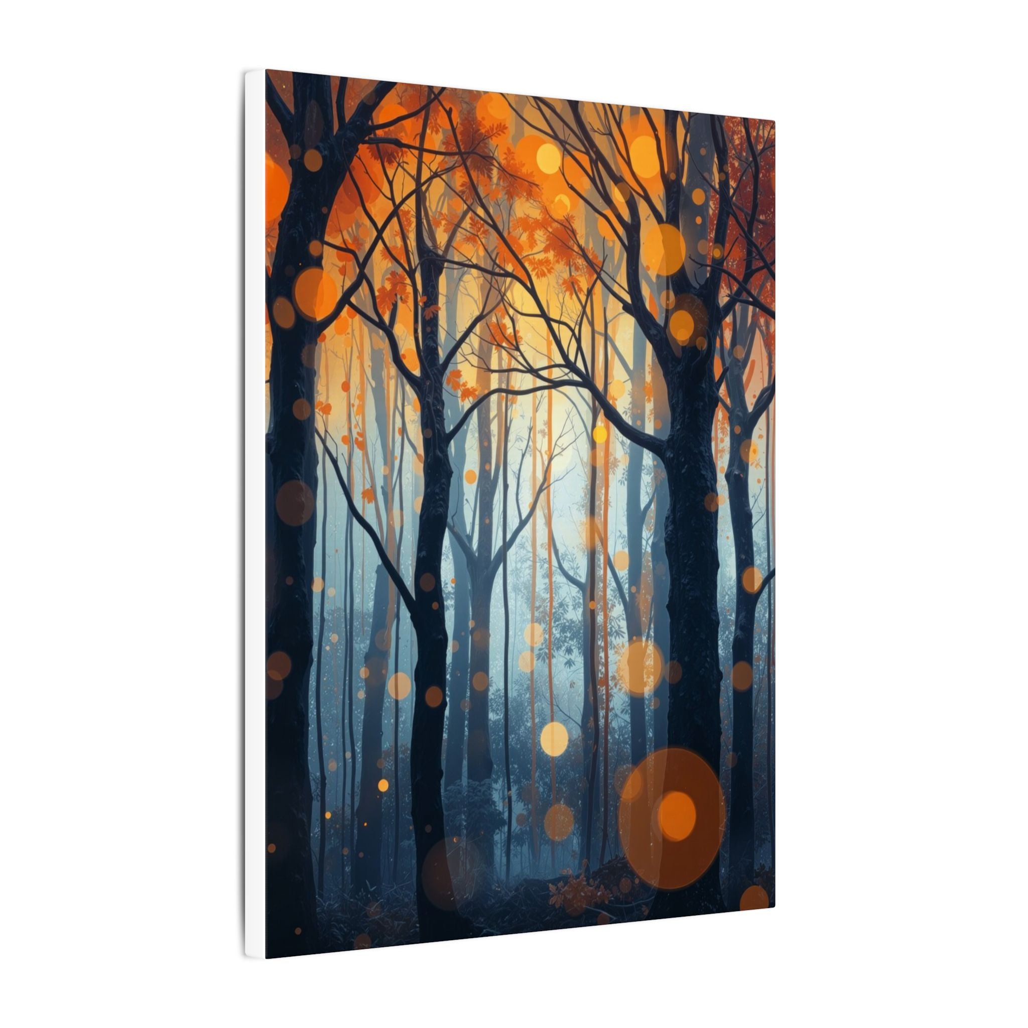 GLOW FOREST — Abstract Forest Lights Framed Canvas Wall Art