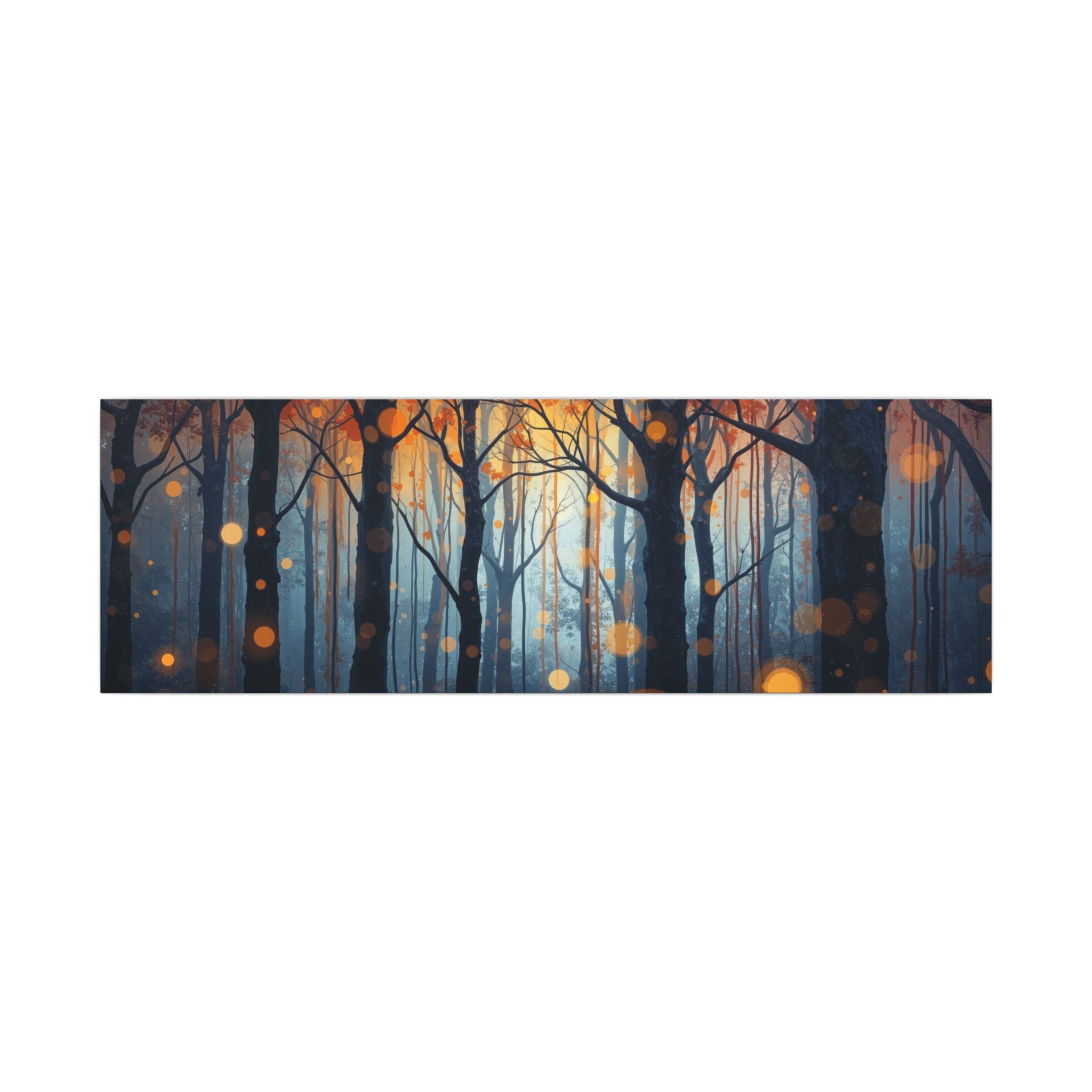GLOW FOREST — Abstract Forest Lights Framed Canvas Wall Art