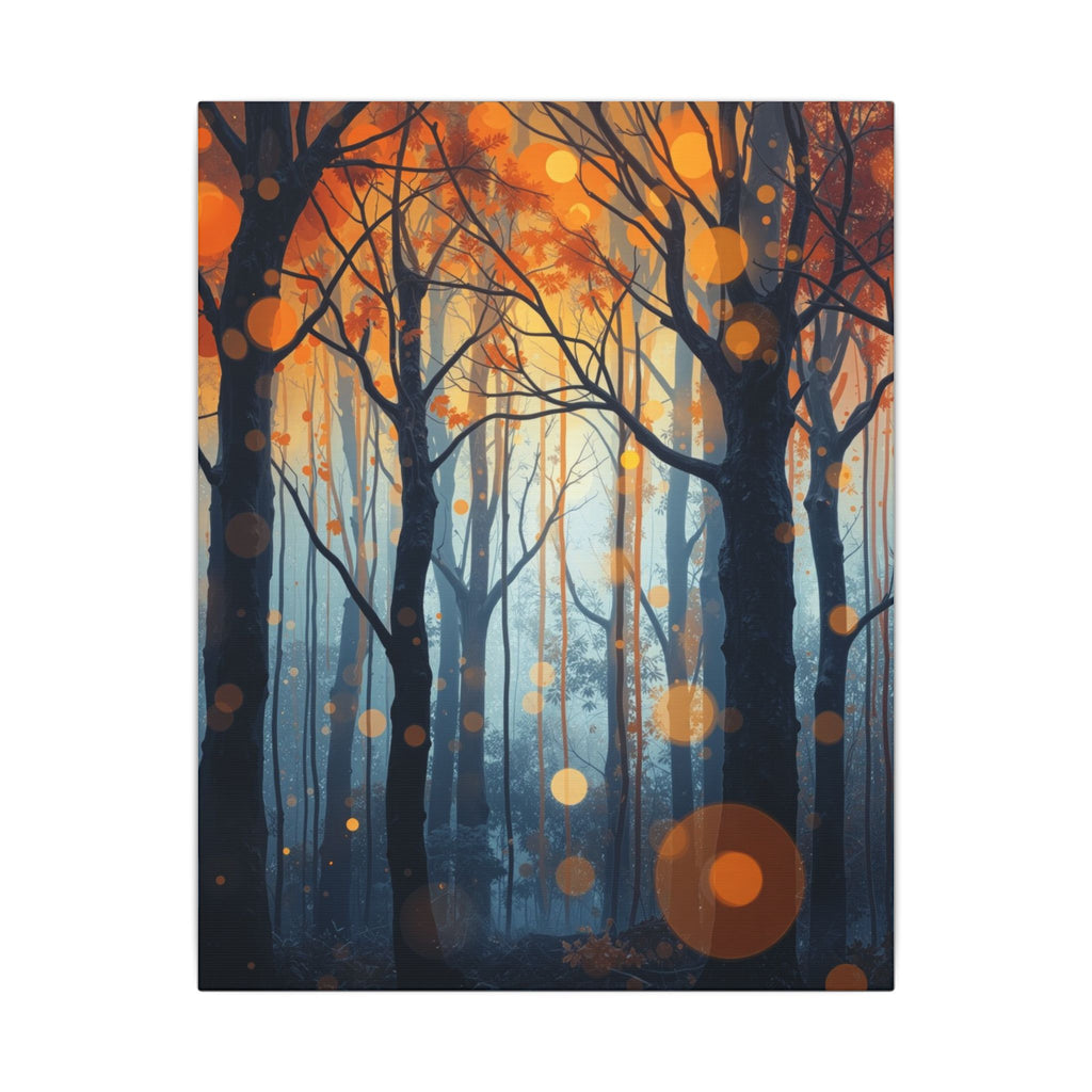 GLOW FOREST — Abstract Forest Lights Framed Canvas Wall Art