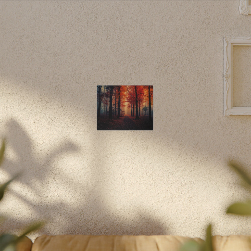 AMBER FOREST — Abstract Autumn Forest Framed Canvas Wall Art