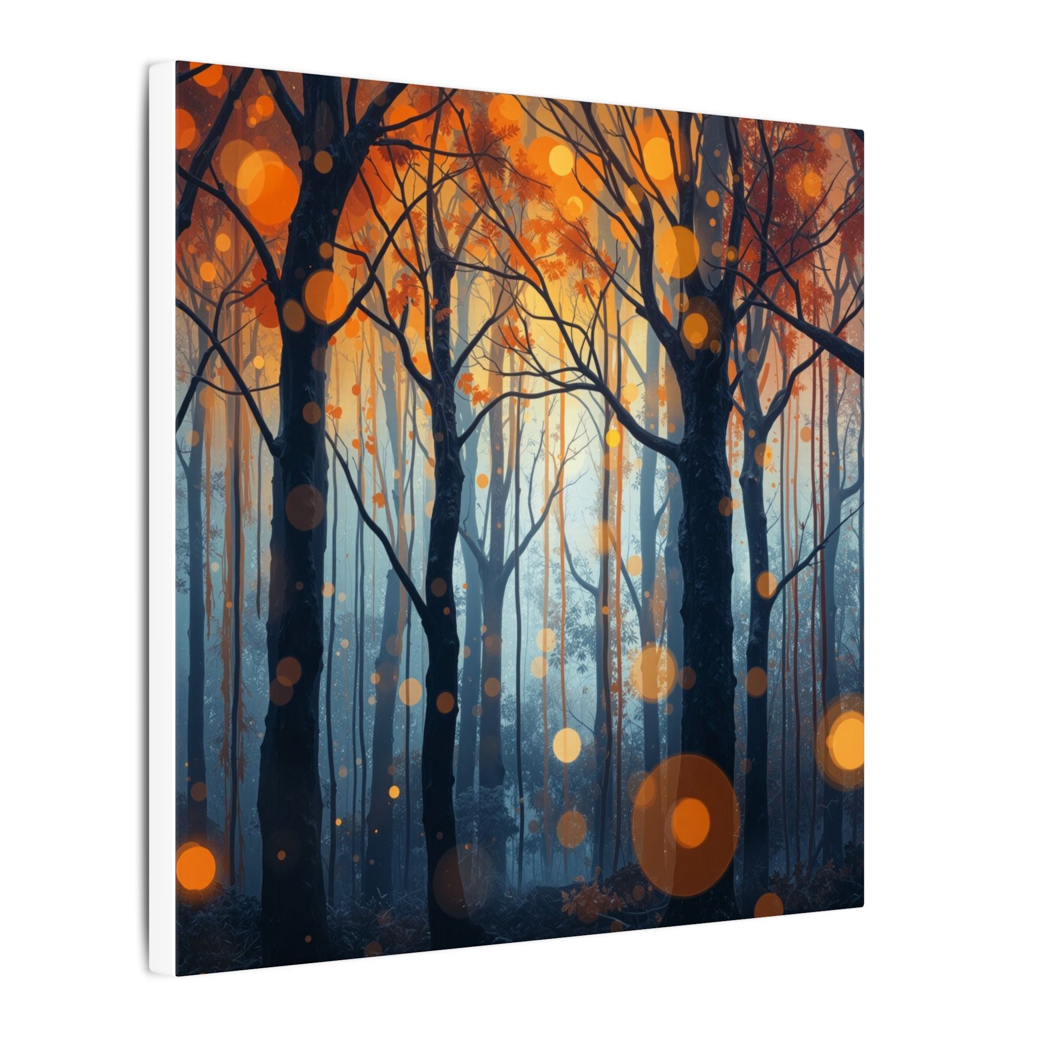 GLOW FOREST — Abstract Forest Lights Framed Canvas Wall Art