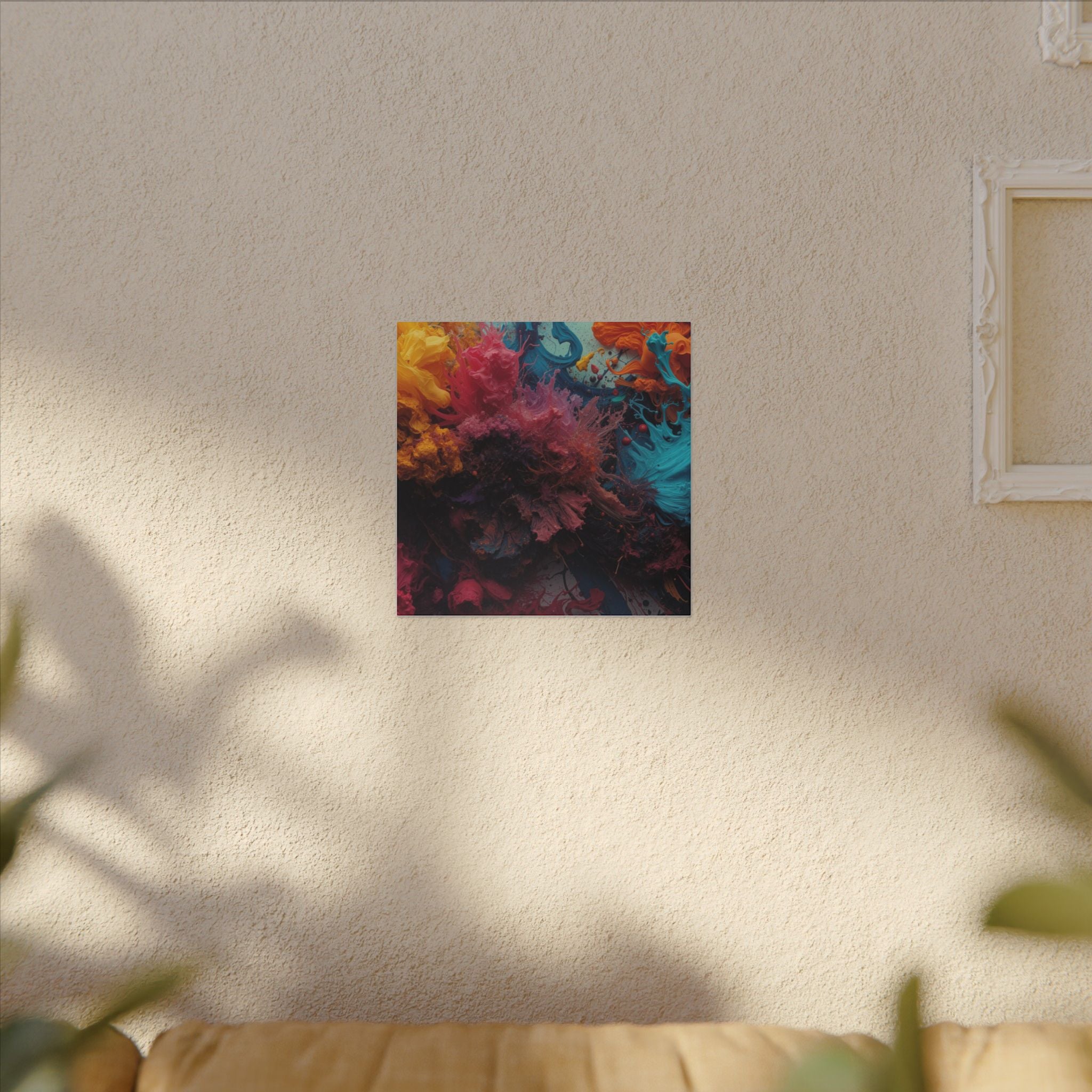 Goldenreef canvas print by Scattercrate — marigold and coral tones in a glowing reef-inspired abstract