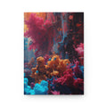 Alleybloom hardcover journal by Scattercrate — graffiti coral ink blooms on a tagged alley wall