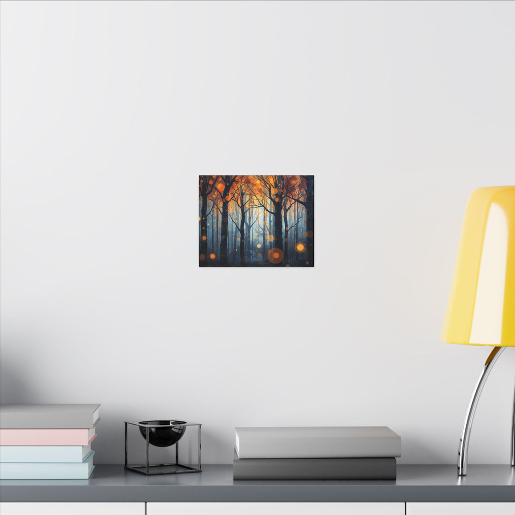 GLOW FOREST — Abstract Forest Lights Framed Canvas Wall Art