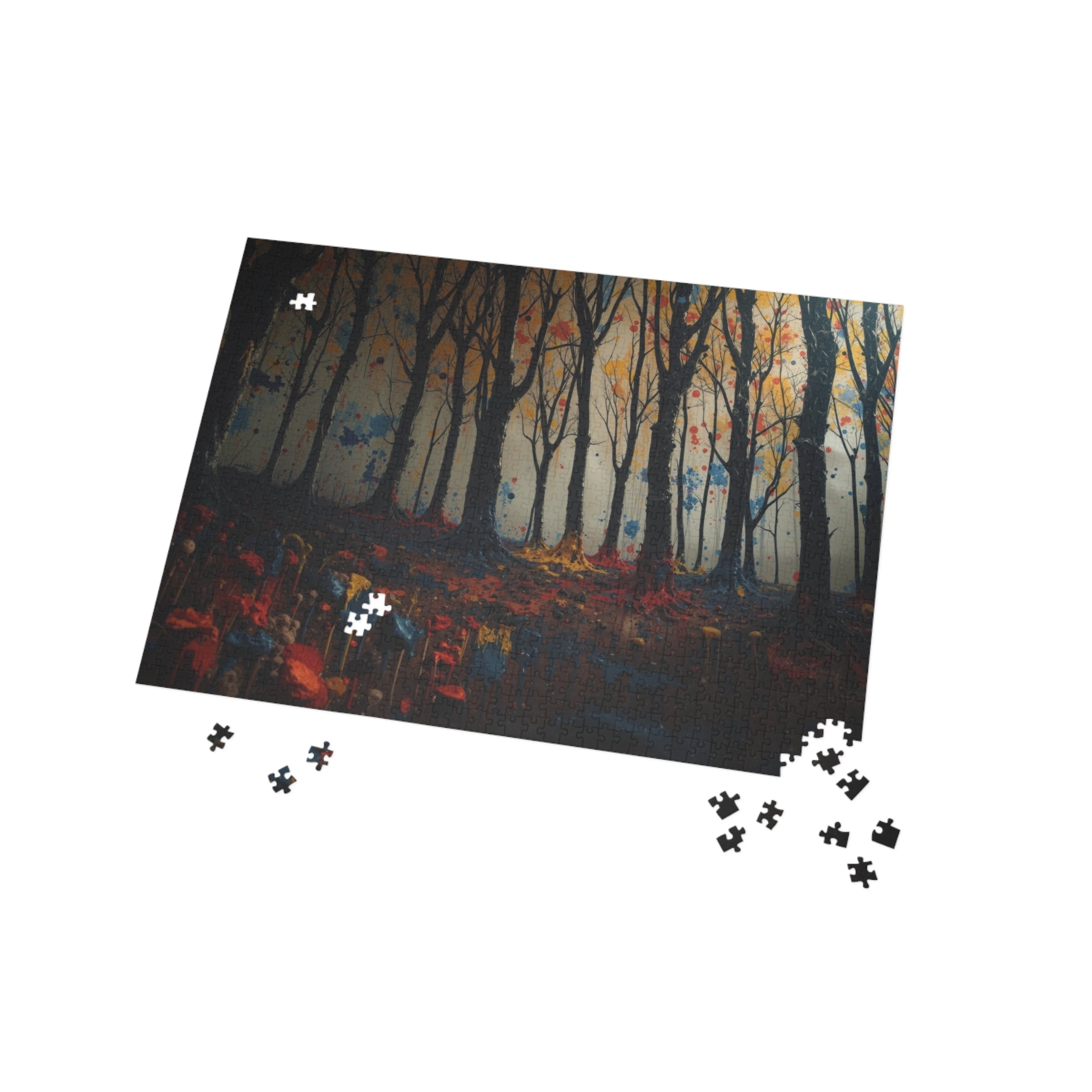 IMPASTO 500-piece abstract forest art puzzle by Scattercrate — textured moody forest jigsaw gift