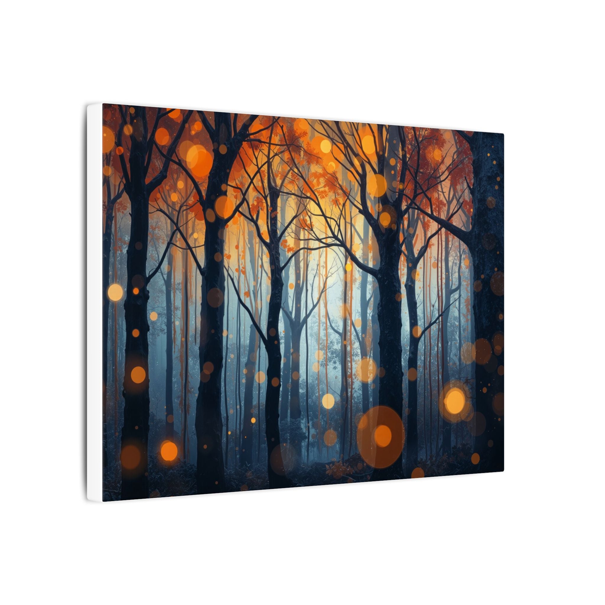 GLOW FOREST — Abstract Forest Lights Framed Canvas Wall Art
