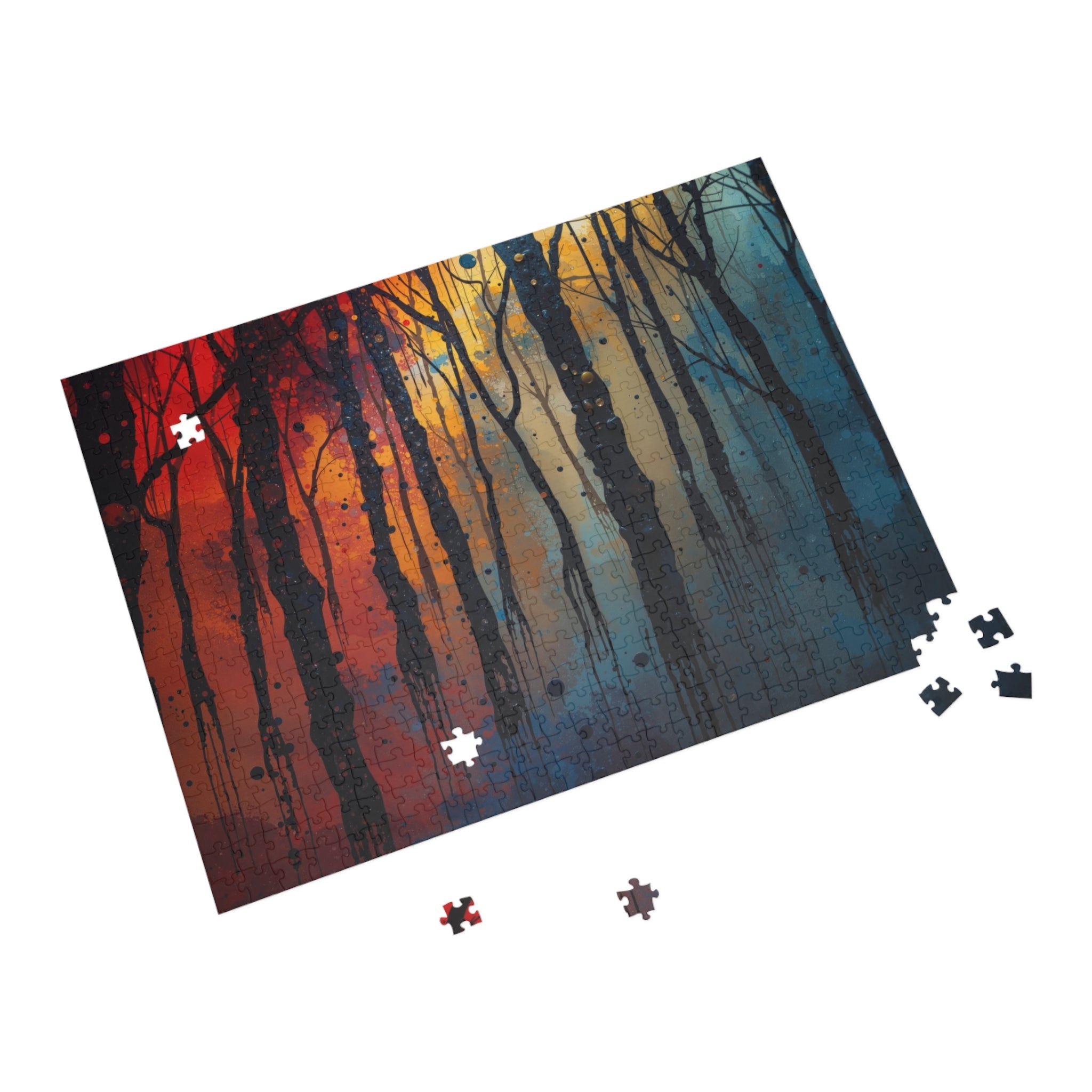 INKWASH 500-piece abstract forest art puzzle by Scattercrate — inky moody forest jigsaw gift