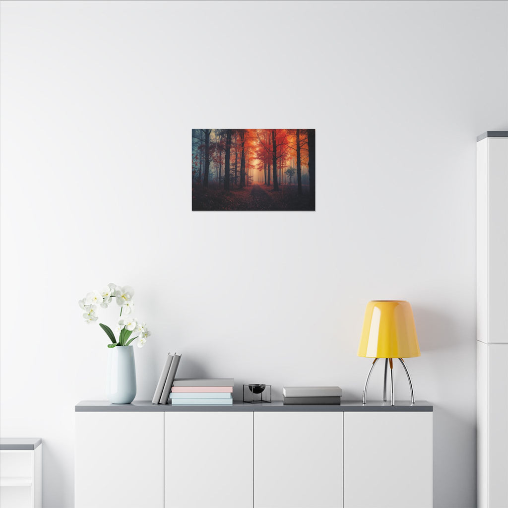 AMBER FOREST — Abstract Autumn Forest Framed Canvas Wall Art