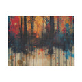 WILDSTAIN splatter forest art puzzle by Scattercrate — joyful multicolor paint explosion