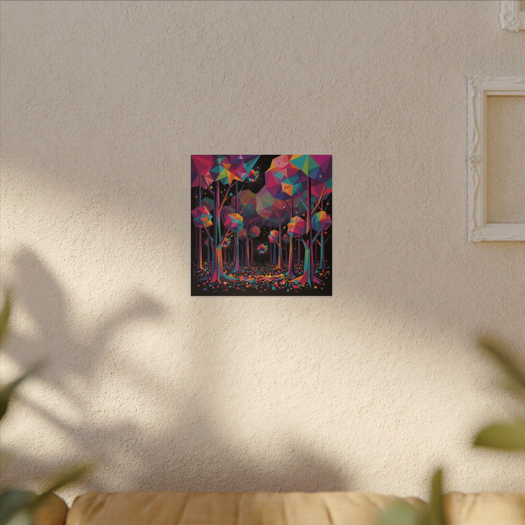 GEOMETRIC FOREST — Low-Poly Abstract Forest Square Canvas Wall Art | Scattercrate