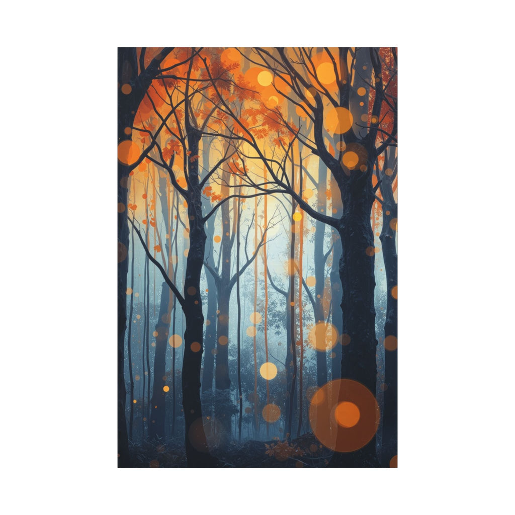GLOW FOREST — Abstract Forest Lights Framed Canvas Wall Art