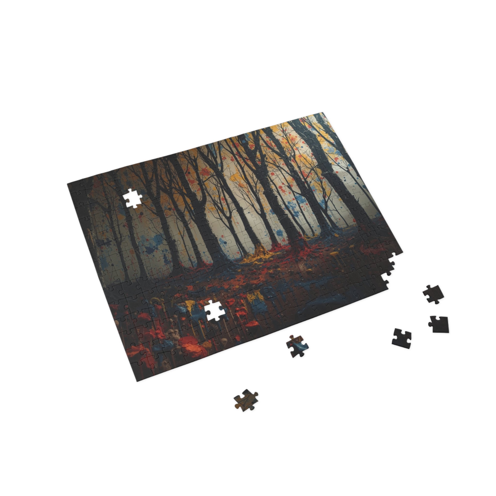 IMPASTO 500-piece abstract forest art puzzle by Scattercrate — textured moody forest jigsaw gift
